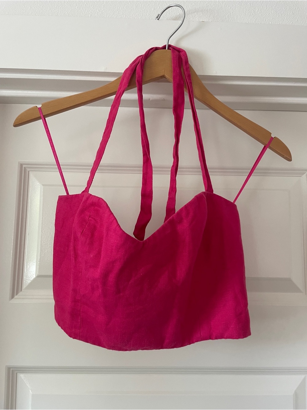 (Reformation) Hot Pink Button-Front Midi Skirt Set - Picture 4 of 9